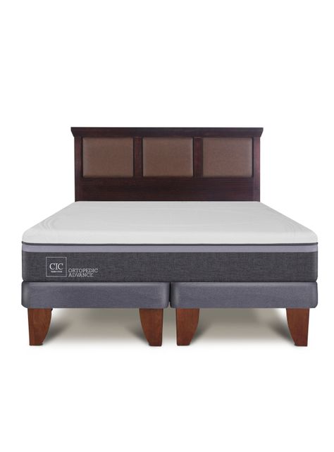 Cama Europea Ortopedic Advance 2 Plazas Base Dividida + Respaldo New Torino Chocolate-0