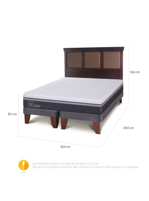 Cama Europea Ortopedic Advance 2 Plazas Base Dividida + Respaldo New Torino Chocolate-2
