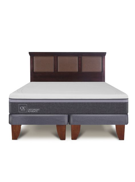 Cama Europea Ortopedic Advance King + Respaldo New Torino Chocolate-2