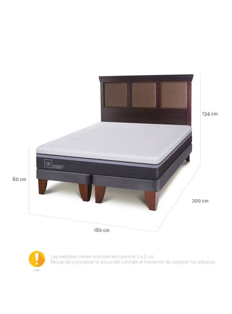 Cama Europea Ortopedic Advance King + Respaldo New Torino Chocolate-1