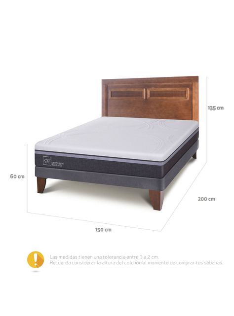 Cama Europea Ortopedic Advance 2 Plazas Base Normal + Respaldo Milán-1