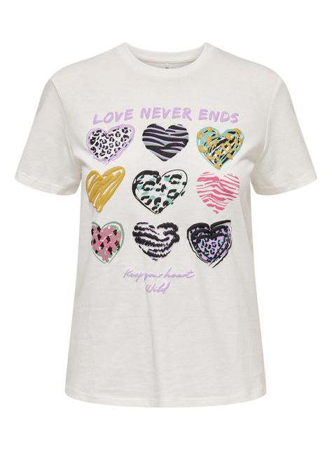 Polera Estampada Hearts Blanca-0