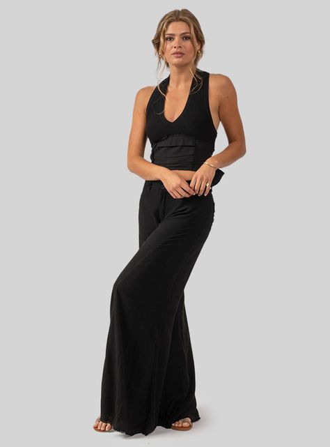 Pantalón Anna Ta L Tiro Alto Negro-3