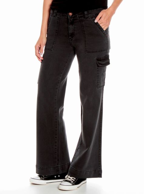 Jeans Cargo Wide Leg Tiro Medio-0