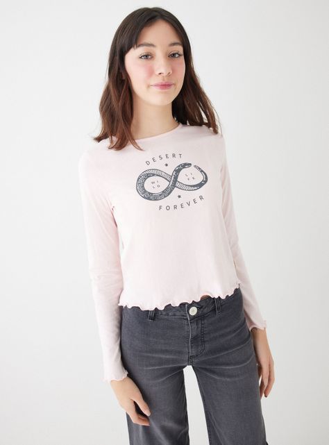 Polera Básica Estampado al Frente Cuello Redondo-0