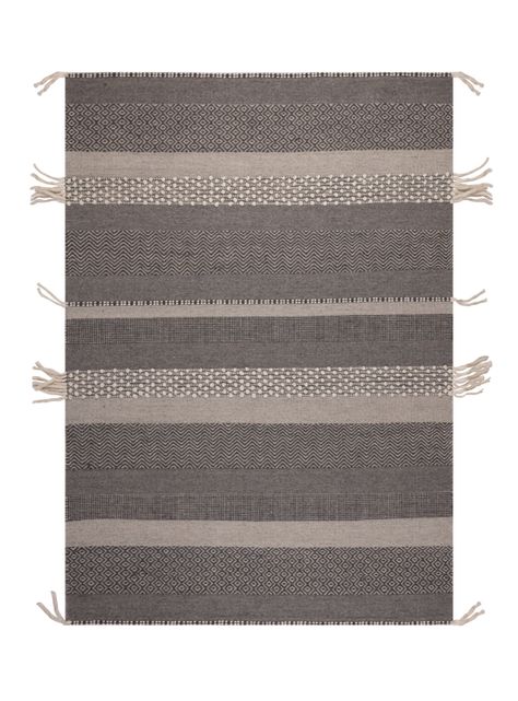 Alfombra 160 x 230 cm Wool Tribal Rayas Gris-0