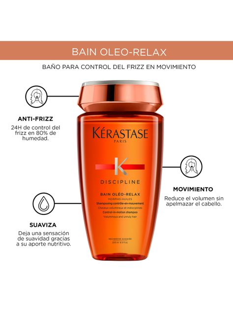 Shampoo Anti-Frizz Cabello Voluminoso E Indisciplinado Bain Oléo-Relax Discipline 250ml-3