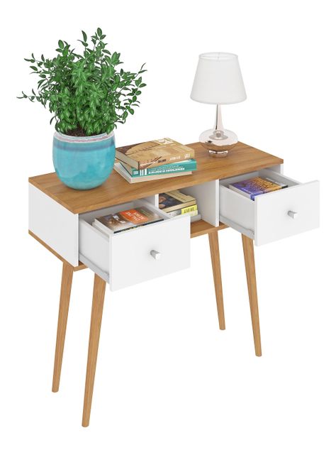 Arrimo Retro 2 Cajones Blanco Madera-2