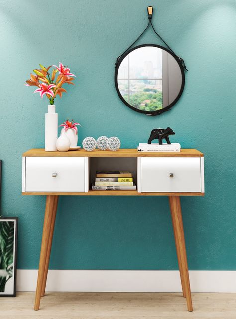 Arrimo Retro 2 Cajones Blanco Madera-3