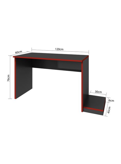 Mesa Gamer MC02 Grafito-Rojo-1