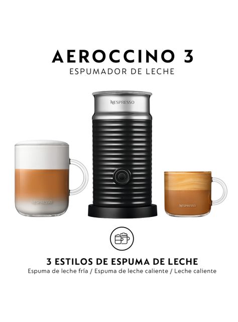 Cafetera Vertuo Pop Negra + Espumador de Leche Aeroccino 3-6