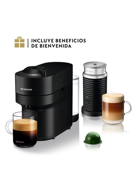 Cafetera Vertuo Pop Negra + Espumador de Leche Aeroccino 3-0