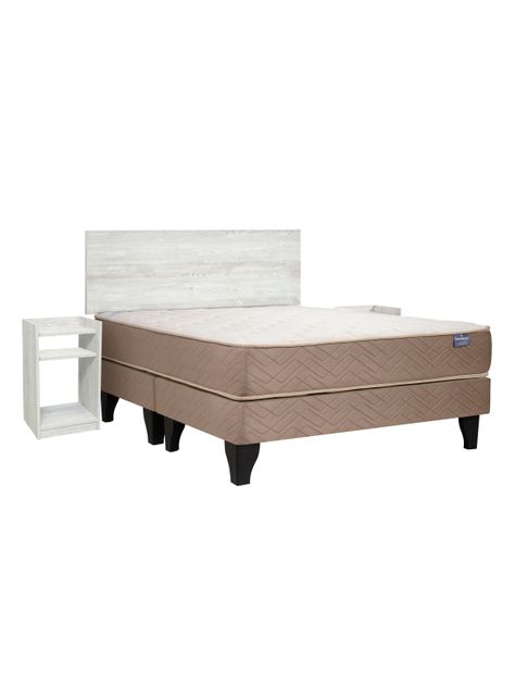 Cama Europea Bamboo Base Dividida 2 Plazas + Set Alba White-0