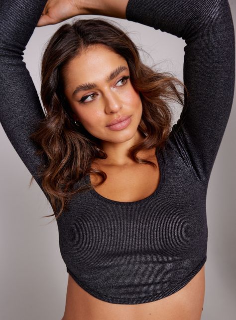 Polera Crop con Brillos-2