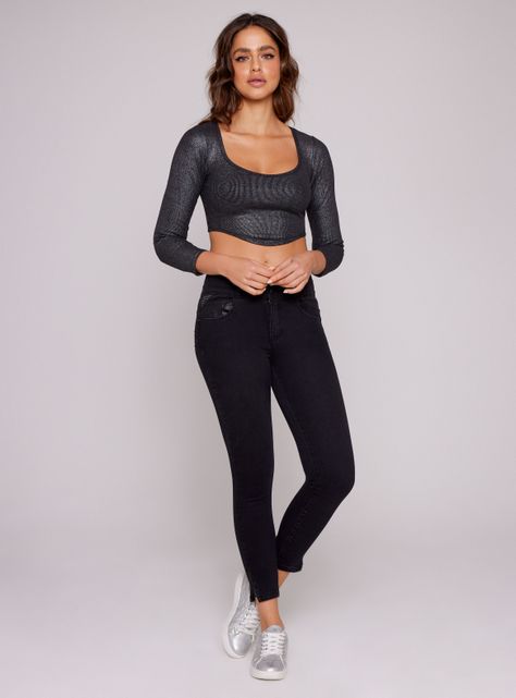 Polera Crop con Brillos-3