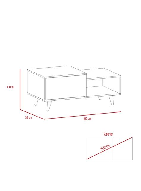 Mesa de Centro Bora (1C) Rovere + Blanco M-1
