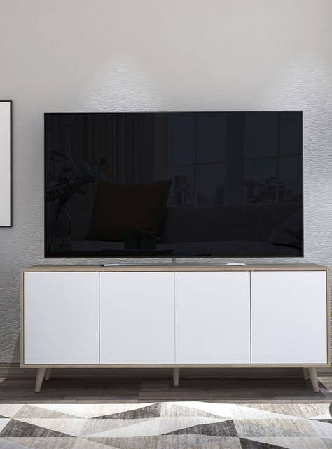 Rack para Tv Bora (1C) Rovere+Blanco Mqz-3