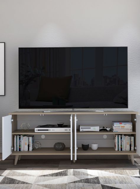 Rack para Tv Bora (1C) Rovere+Blanco Mqz-4