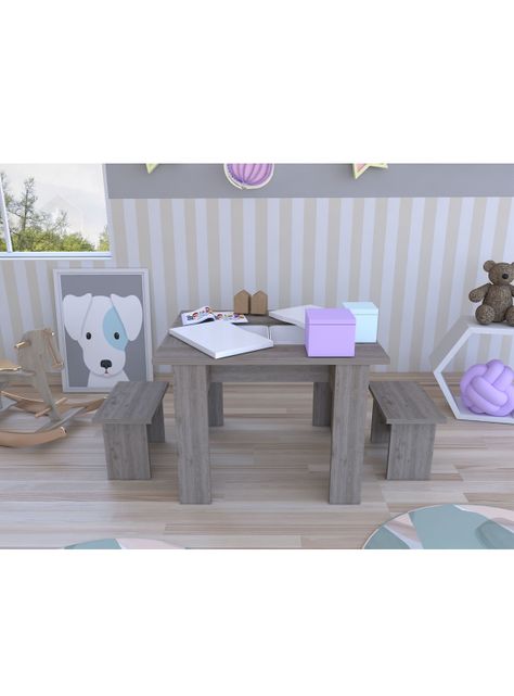 Mesa PC Study and Play Activity Table (1C) Ceniza-4