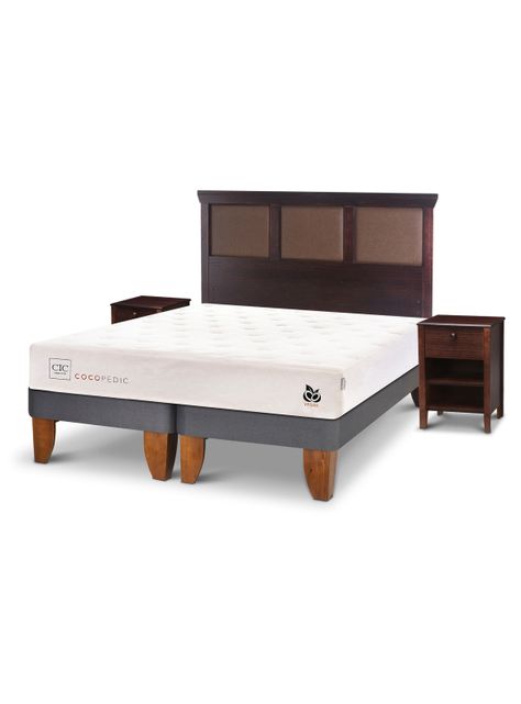 Cama Europea Cocopedic 2 Plazas Base Dividida + Set Muebles New Torino Chocolate-2