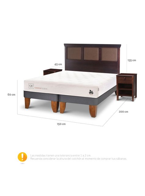 Cama Europea Cocopedic 2 Plazas Base Dividida + Set Muebles New Torino Chocolate-1
