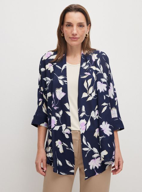 Blusa Capa Estampada con Top Interior-0