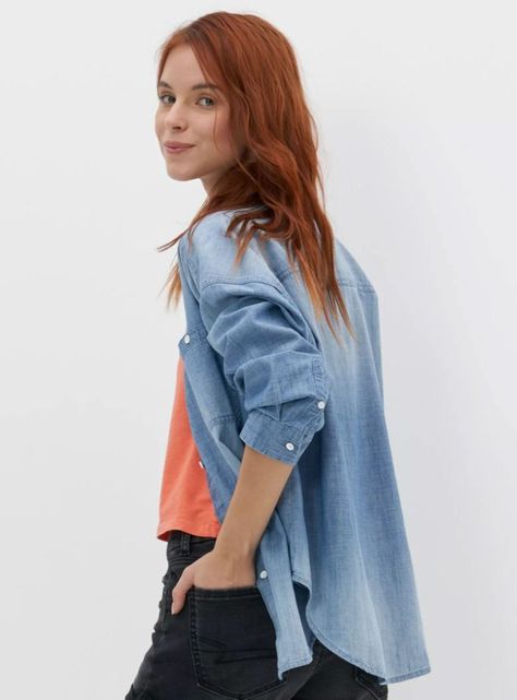 Camisa Denim Botones y Bolsillos-1