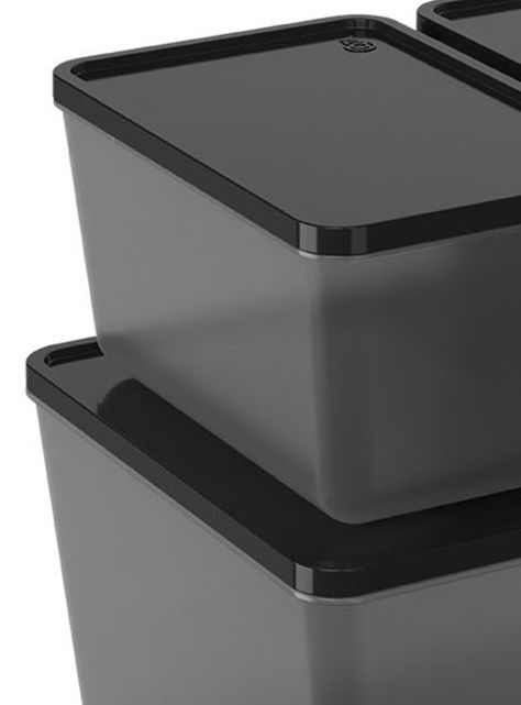 Juego 3 Potes Contenedores con Tapa Basic Negro-1