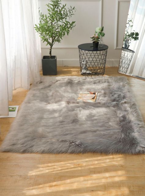 Alfombra Piel Sintético Oveja Gris 120 x 180 cm-4