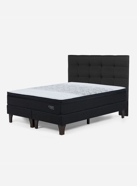 Cama Europea Tempo 2 Plazas Base Dividida + Respaldo Issey Grafito-0