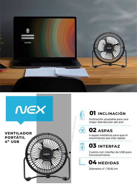 Ventilador de Sobremesa Conexión USB Negro-6