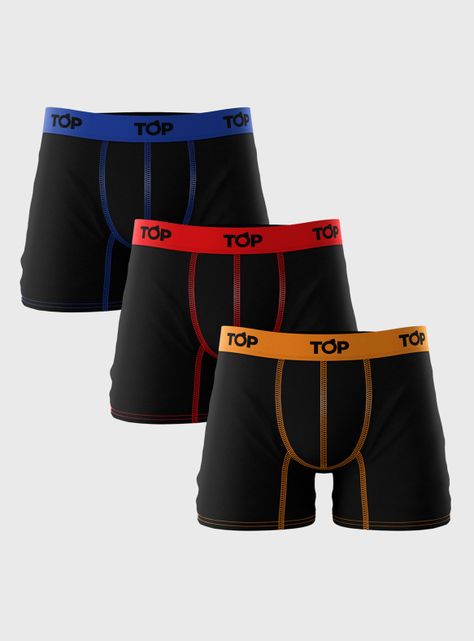 Pack 3 Boxer Medio Diseño Básico Dark-0