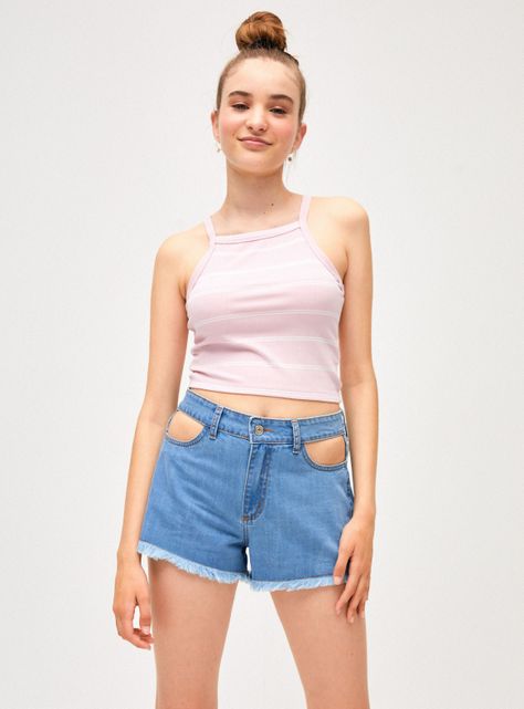 Short Denim Cortes en Caderas-0