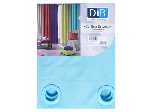 Cortina Tela Estonia Turquesa 140 x 230 cm Dib-1