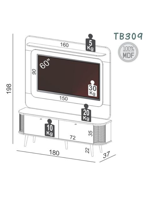 Home TV 60" Tb309 Curvo Ratán 2 Puertas-1