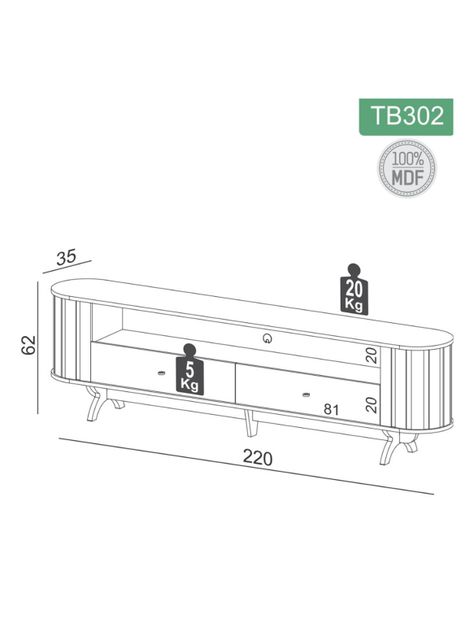 Rack TV 60" TB302 Curvo-1