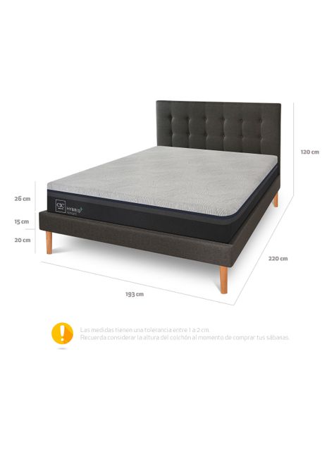 Cama Europea Hybrid Plus Infinity King con Respaldo-1