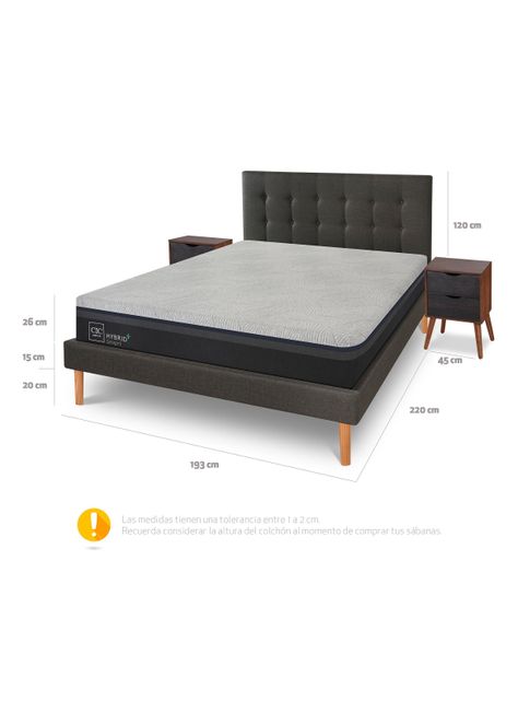 Cama Europea Hybrid Plus Infinity King + Veladores Niger-1