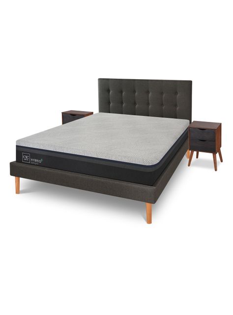 Cama Europea Hybrid Plus Infinity King + Veladores Niger-0