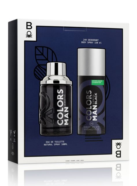 Set Benetton Colors Man Black EDT Hombre 100 ml + Desodorante 150 ml-0