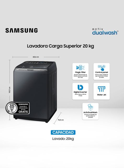 Lavadora de Carga Superior 20 Kg WA20M8700GV/ZS-7