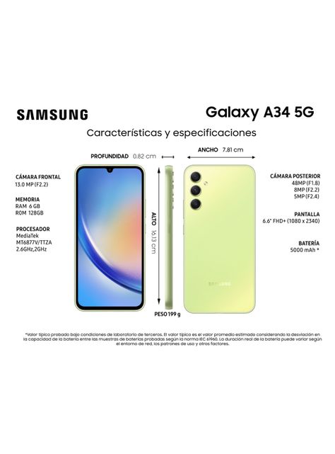 Smartphone Galaxy A34 5G 128GB 6.6" Awesome Lime-4