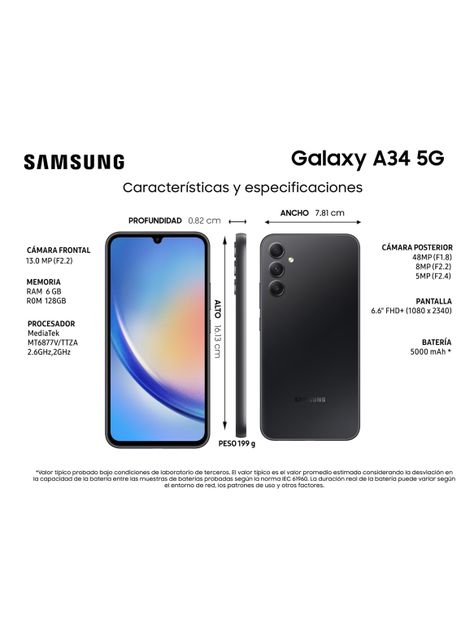 Smartphone Galaxy A34 5G 128GB 6.6" Awesome Graphite-4