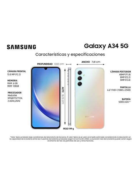 Smartphone Galaxy A34 5G 128GB 6.6" Awesome Silver-4