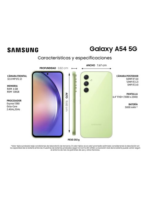 Smartphone Galaxy A54 5G 128GB 6.4" Awesome Lime Liberado-4