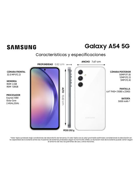 Smartphone Galaxy A54 5G 128GB 6.4" Awesome White Liberado-4