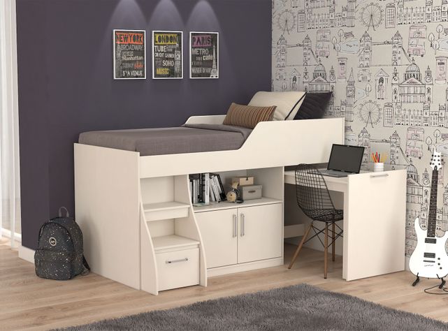 Cama Funcional 1.5 Plazas Retráctil Blanco-3