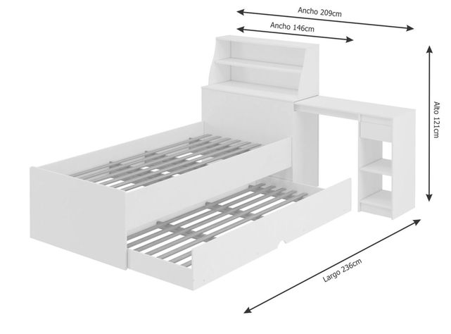Cama Funcional con Escritorio 1.5 Plazas Julia-1