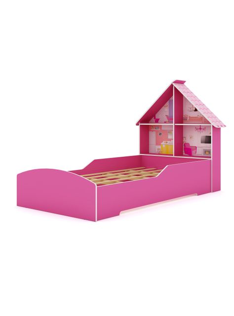 Cama Infantil 1 Plaza Casinha Rosa-2