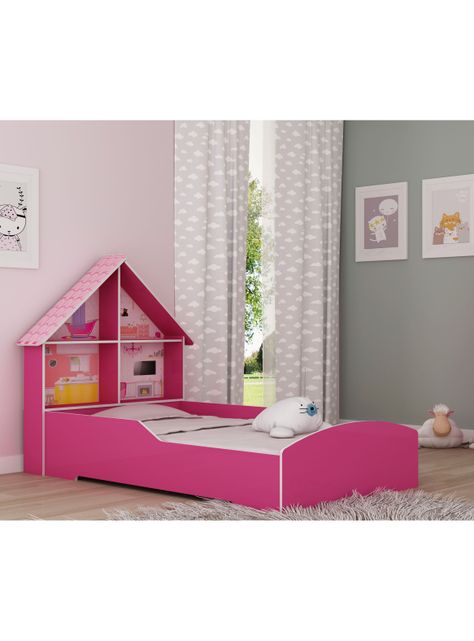 Cama Infantil 1 Plaza Casinha Rosa-0